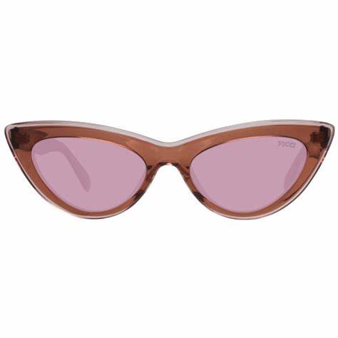 Emilio Pucci EP0181 5347F Lunettes de soleil œil de chat pour femme - monture marron, verres bourgogne