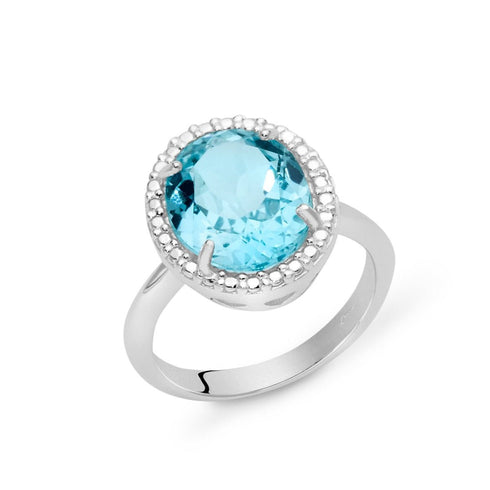 MILUNAMiluna LID3465M16 Women's Ring – 925 Sterling Silver, 10x12mm Oval Natural Sky Blue Topaz (5.82 ct), Made in ItalyJEWELRYEcecile
