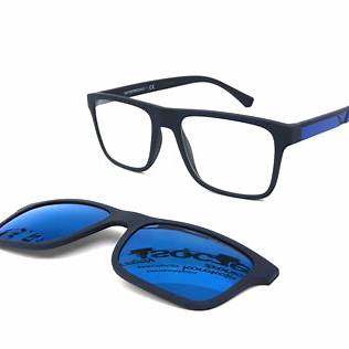 Emporio Armani EA4115 5759/1W Men's Eyeglasses - Matte Blue Frame with Clip-On Sunglasses, 54mm