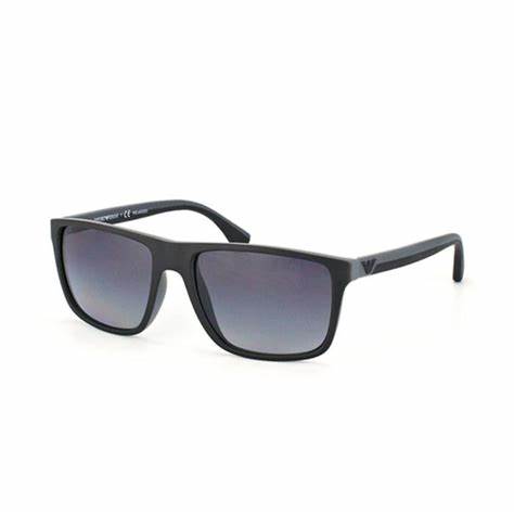 Emporio Armani EA 4033 5229/T3 Occhiali da sole da uomo - Montatura nera opaca, lenti polarizzate grigie