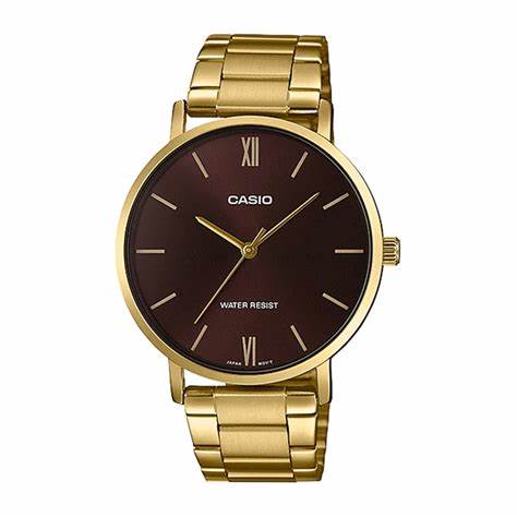 CASIO & VINTAGECasio MTP - VT01G - 5BUDF Men's Watch – Gold Tone, Brown Dial, 40mmWATCHESEcecile