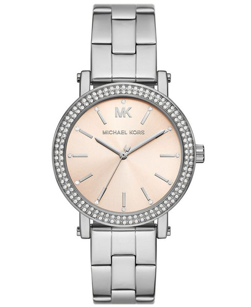 Orologio da donna Michael Kors Corey - Bracciale bicolore da 38 mm, inserti in cristallo