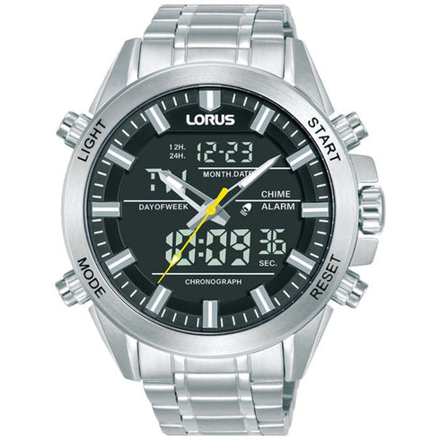 Lorus RW663AX9 Men’s Hybrid Analog-Digital Watch – 45 mm, Stainless Steel