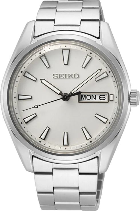 Orologio Seiko SUR339P1 Classic al quarzo da uomo - Quadrante argento, Day-Date, 40 mm