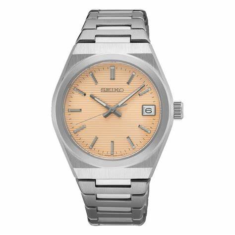 SEIKOSeiko Women's Quartz Watch SUR577P1 - 34mm Stainless Steel Case, Light Orange Dial, Sapphire CrystalWATCHESEcecile
