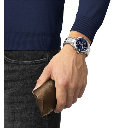 TISSOTTissot PR 100 Chronograph T150.417.11.041.00 Men's 40mm Quartz Watch – Blue Dial, Stainless Steel Bracelet, Date DisplayWATCHESEcecile