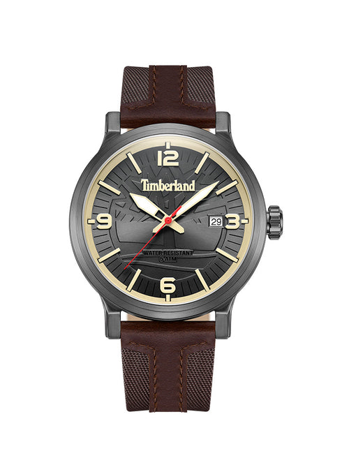 Timberland TDWGN0029104 Westerley Men's 46mm Watch – Grey Stainless Steel Case, Brown Leather Strap, Date Display