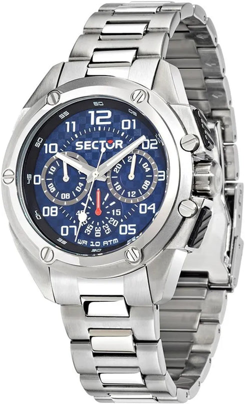 Sector 950 R3253581002 Men's Multifunction Quartz Watch - 43mm Blue Guilloché Dial, Stainless Steel Bracelet