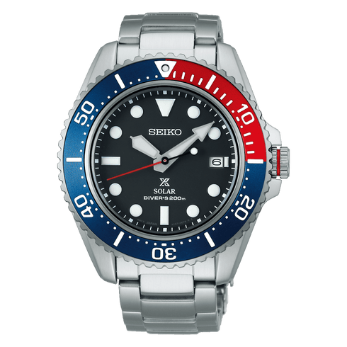 SEIKOSeiko Prospex SNE591P1 "Pepsi" Solar Diver's Watch - 42.8mm Stainless Steel, Black DialWATCHESEcecile