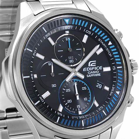 Casio Edifice EFR-S572D-1AVUEF Reloj cronógrafo delgado para hombre - Esfera negra, correa de acero inoxidable