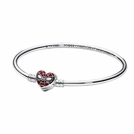 PANDORAPandora Moments Marvel Spider - Man Mask Clasp Bangle 592324C01 - 17 - Sterling Silver, Red Enamel DetailsBIJOUXEcecile