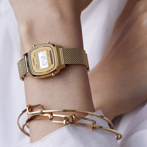 CASIO & VINTAGECasio LA670WEMY - 9EF Women's Digital Watch - Gold - Tone Mesh BandWATCHESEcecile