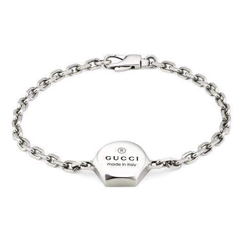 Gucci Trademark Hexagon Sterling Silver Bracelet - 17 cm