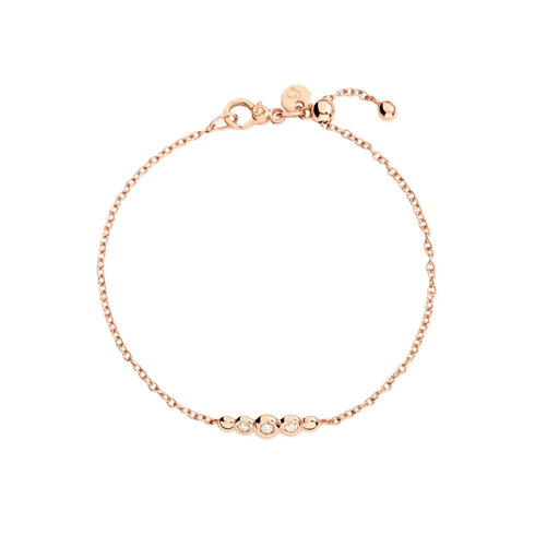DODODoDo Bollicine Bracelet DBC4004BOLLIDB09RXXL – 9K Rose Gold with 3 White Diamonds (0.09 ct), Size XXLJEWELRYEcecile