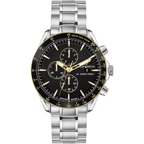 PHILIP WATCHPhilip Watch R8273995007 Blaze Chronograph Men's Watch - 44mm, Black Dial, Steel BraceletWATCHESEcecile