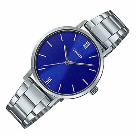 Reloj Casio LTP-VT02D-2A de acero inoxidable para mujer - Esfera azul