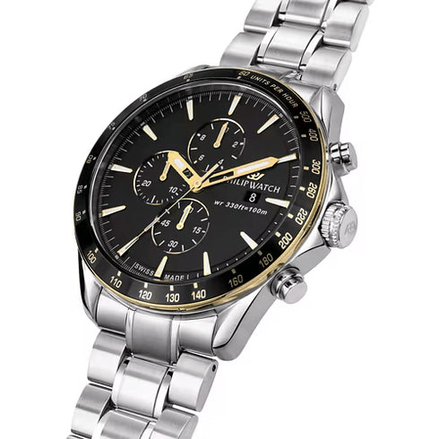PHILIP WATCHPhilip Watch R8273995007 Blaze Chronograph Men's Watch - 44mm, Black Dial, Steel BraceletWATCHESEcecile