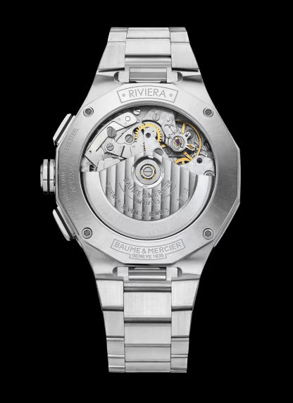 BAUME&MERCIERBaume & Mercier Riviera MOA10827 Men's Chronograph – 41mm, White Dial, Automatic, Steel BraceletWATCHESEcecile