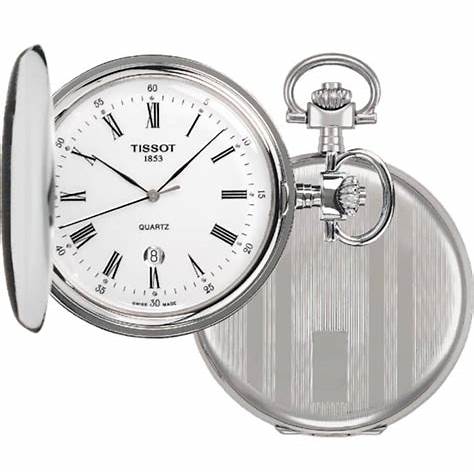 Tissot Savonnette Reloj de Bolsillo T836.553.13 - 48.5mm Caja Plateada, Esfera Blanca