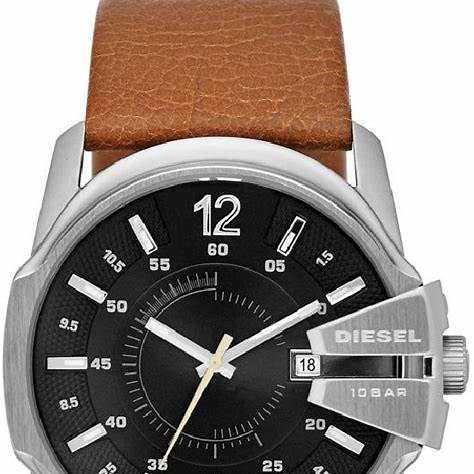 Diesel Master Chief Men's Watch - Black Dial, Stainless Steel Case, Leather Strap