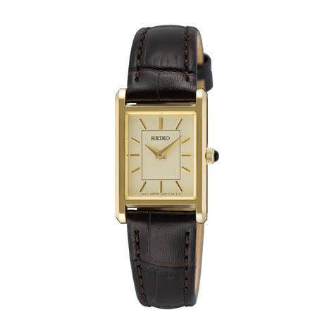 Seiko SWR110P1 Women’s Classic Quartz – Gold Rectangular 19.6 mm