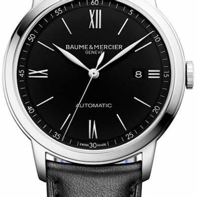 BAUME&MERCIERBaume & Mercier Classima MOA10453 Men's Automatic Watch - 42mm Stainless Steel Case, Black Dial, Black Alligator Leather StrapWATCHESEcecile
