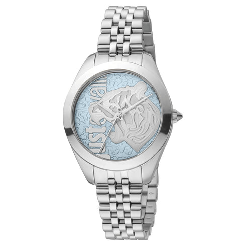 JUST CAVALLIJust Cavalli Animalier Pantera JC1L210M0135 Women's 32mm Quartz Watch – Silver Stainless Steel, Baby Blue Dial, 5 ATM Water ResistanceWATCHESEcecile