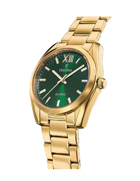 Festina F20640/4 Women’s “Boyfriend” Watch – Green Dial, Gold-Tone 36mm
