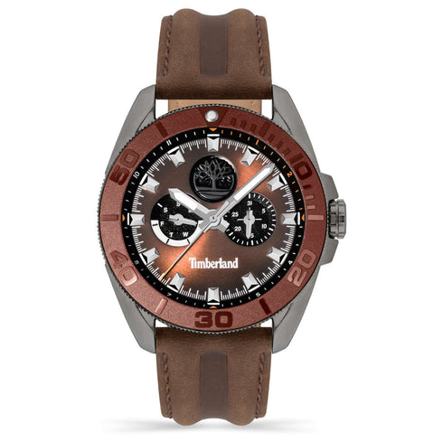 TIMBERLANDTimberland Fairhill TDWGF2200902 Men's 44mm Brown Dial Quartz Watch, Brown Leather StrapWATCHESEcecile
