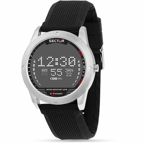 SECTORSector EX - 43 R3251239003 Men's Digital Watch - 39mm Black Dial, Black Silicone StrapWATCHESEcecile