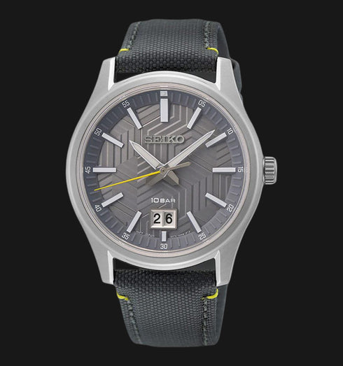 SEIKOSeiko SUR543P1 Men's Quartz Watch - Gray Dial, Date Display, Nylon StrapWATCHESEcecile