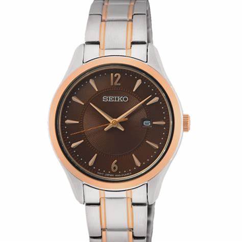 SEIKOSeiko SUR476P1 Women's Watch – Brown Dial, Two - Tone Stainless Steel, 30mmWATCHESEcecile