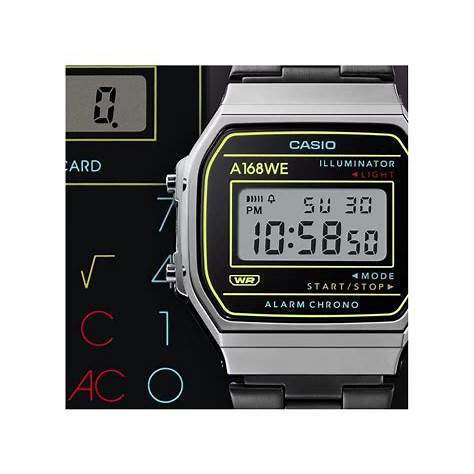 CASIO & VINTAGECasio A168WEHB - 1AEF Vintage Digital Watch - Black Dial, Stainless Steel BraceletWATCHESEcecile