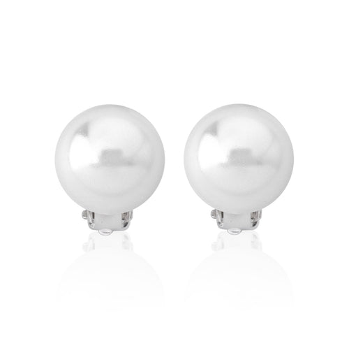 MAJORICAMajorica 16480.01.2.000.010.1 Women's Earrings – Rhodium - Plated Silver, 14mm White Pearls, Clip - OnBIJOUXEcecile