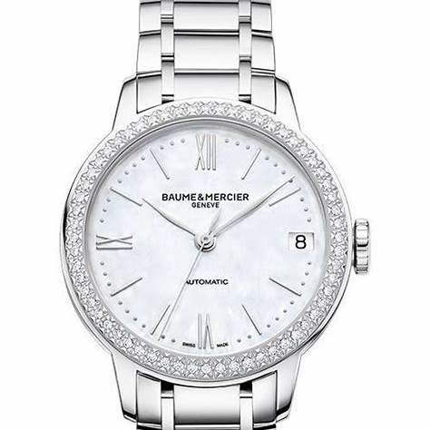 BAUME&MERCIERBaume & Mercier Classima MOA10479 Women's Automatic Watch - Mother - of - Pearl Dial, Diamond - Set Bezel, Stainless Steel BraceletWATCHESEcecile