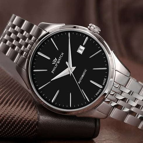 PHILIP WATCHPhilip Watch Roma R8223217001 Men's Automatic Watch - Stainless Steel, Black DialWATCHESEcecile