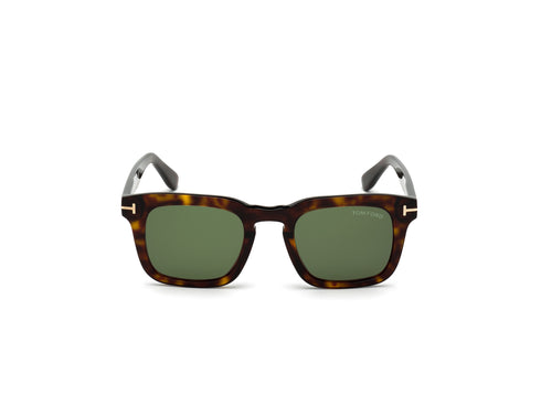 TOM FORDTom Ford DAX FT0751 - S 52N Men's Square Sunglasses – 48 mm Dark Havana Acetate Frame, Green Lenses, UV400EYEWEAREcecile