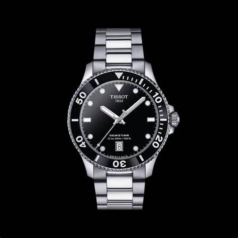 Tissot Seastar 1000 Reloj de cuarzo para hombre T120.410.11.051.00 - Esfera negra, Brazalete de acero inoxidable