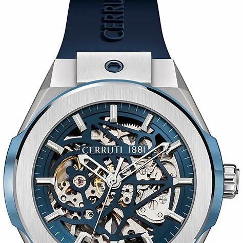 CERRUTI 1881Cerruti 1881 Ruscello CIWGR2008103 Men's Automatic Watch - Skeleton Dial, Blue Rubber StrapWATCHESEcecile
