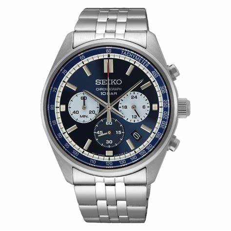 SEIKOSeiko SSB427P1 Men's Quartz Chronograph Watch - Blue Dial, Stainless Steel BraceletWATCHESEcecile