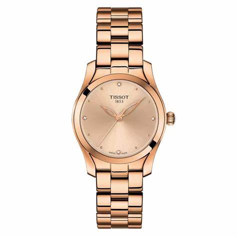 Tissot T-Wave Women's Watch - Champagne Dial, Rose Gold PVD Stainless Steel Bracelet