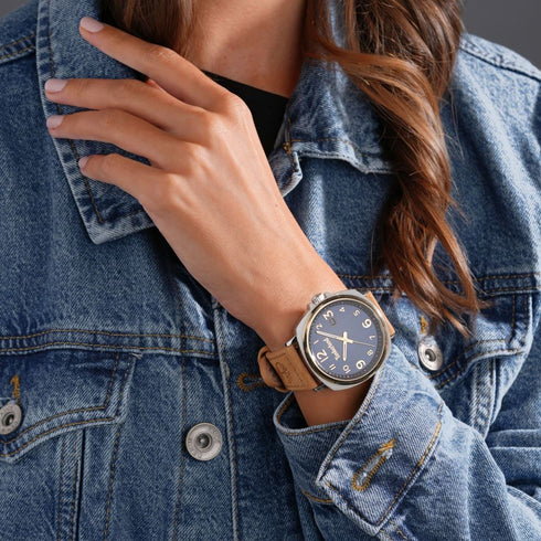 TIMBERLANDTimberland TDWLB0030201 Actwell Men's Watch – 44mm Gold - Tone Stainless Steel Case, Blue Dial, Brown Leather Strap, Date Display, 5 ATM Water ResistanceWATCHESEcecile