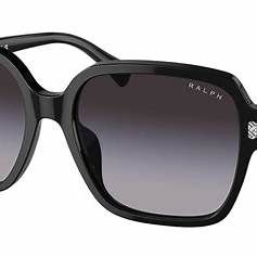 Ralph by Ralph Lauren RA5304U 5001/8G Women's Square Sunglasses – Shiny Black Frame, Grey Gradient Lenses