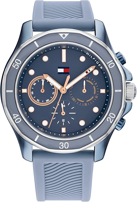 Tommy Hilfiger 1782571 Orologio al quarzo da donna - Quadrante blu, cinturino in silicone, 41 mm