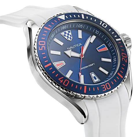 NAUTICANautica NAPCPS902 Men's Quartz Watch - Blue Dial, White Silicone StrapWATCHESEcecile