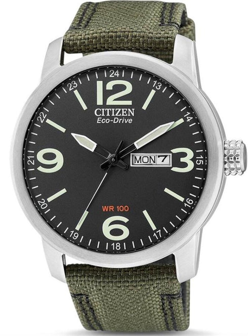 Citizen BM8470-11E Eco-Drive Men’s Watch – Green Strap, Black Dial, 42mm