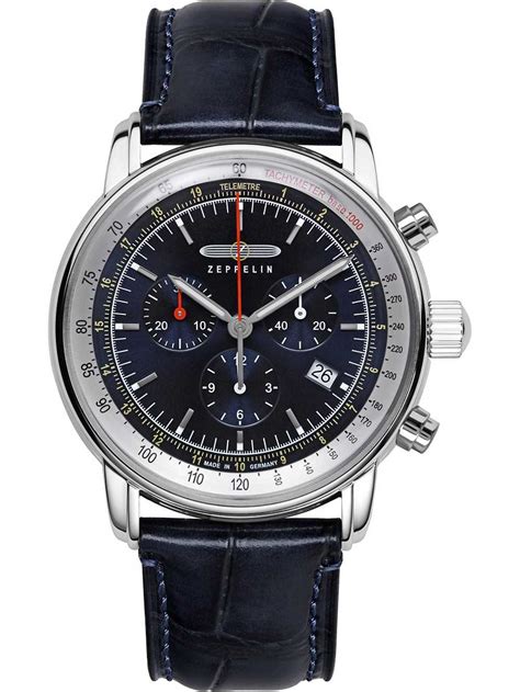 ZEPPELINZeppelin LZ14 Marine Chronograph 8888 - 3 Men's Watch - Blue Dial, Blue Leather StrapWATCHESEcecile