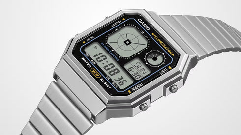 CASIO & VINTAGECasio Vintage A130WE - 7AEF Digital Watch - Silver Stainless Steel, Retro - Futuristic DesignWATCHESEcecile
