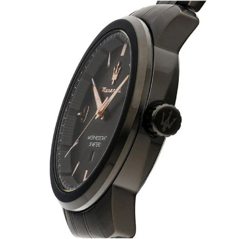 Maserati Successo R8853121008 – 44 mm Schwarzer PVD-beschichteter Edelstahl, Datum