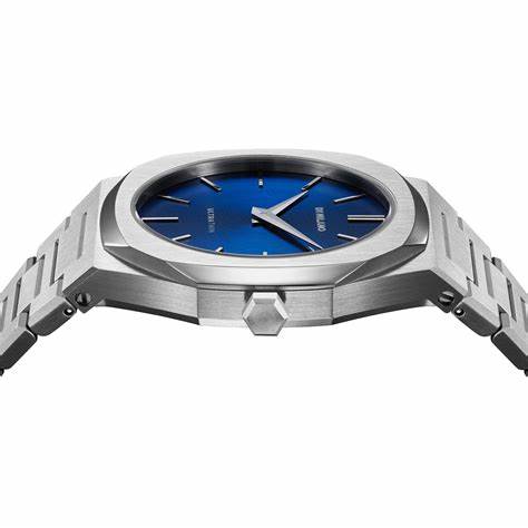 D1 MILANOD1 Milano Ultra Thin Mini Geo D1 - UTBL21 Women's Watch - Silver Stainless Steel, Blue Sunray Dial, 34mmWATCHESEcecile